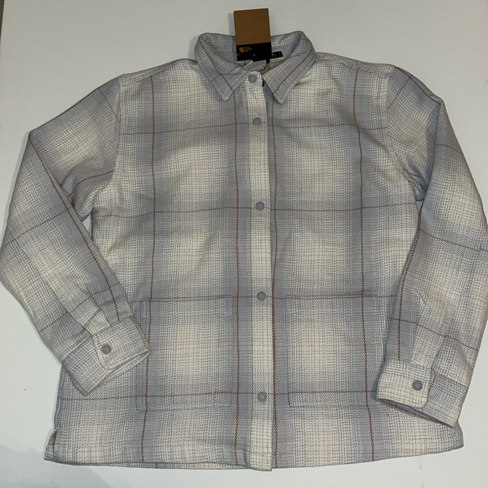 L The North Face Womens Valley Twill Utility Shacket Jacket snap button up $150